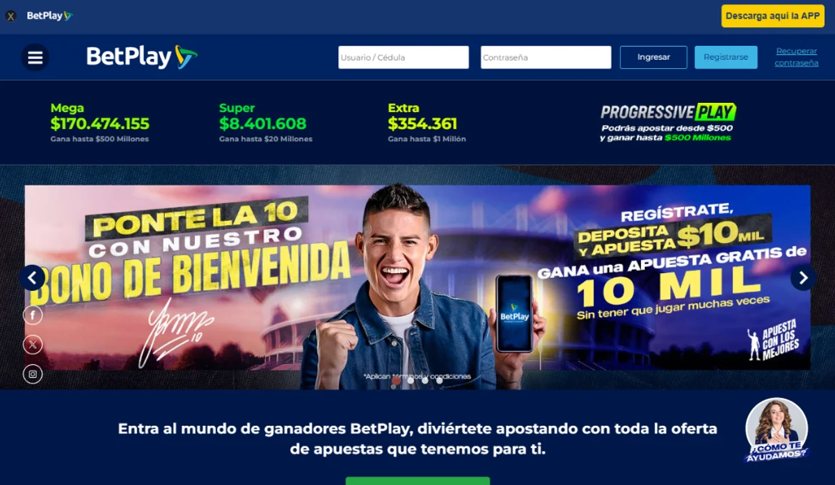 Dashboard principal de Betplay